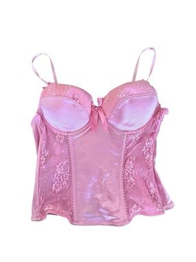 L / Ole Ole Pink Lace Bustier Corset Top